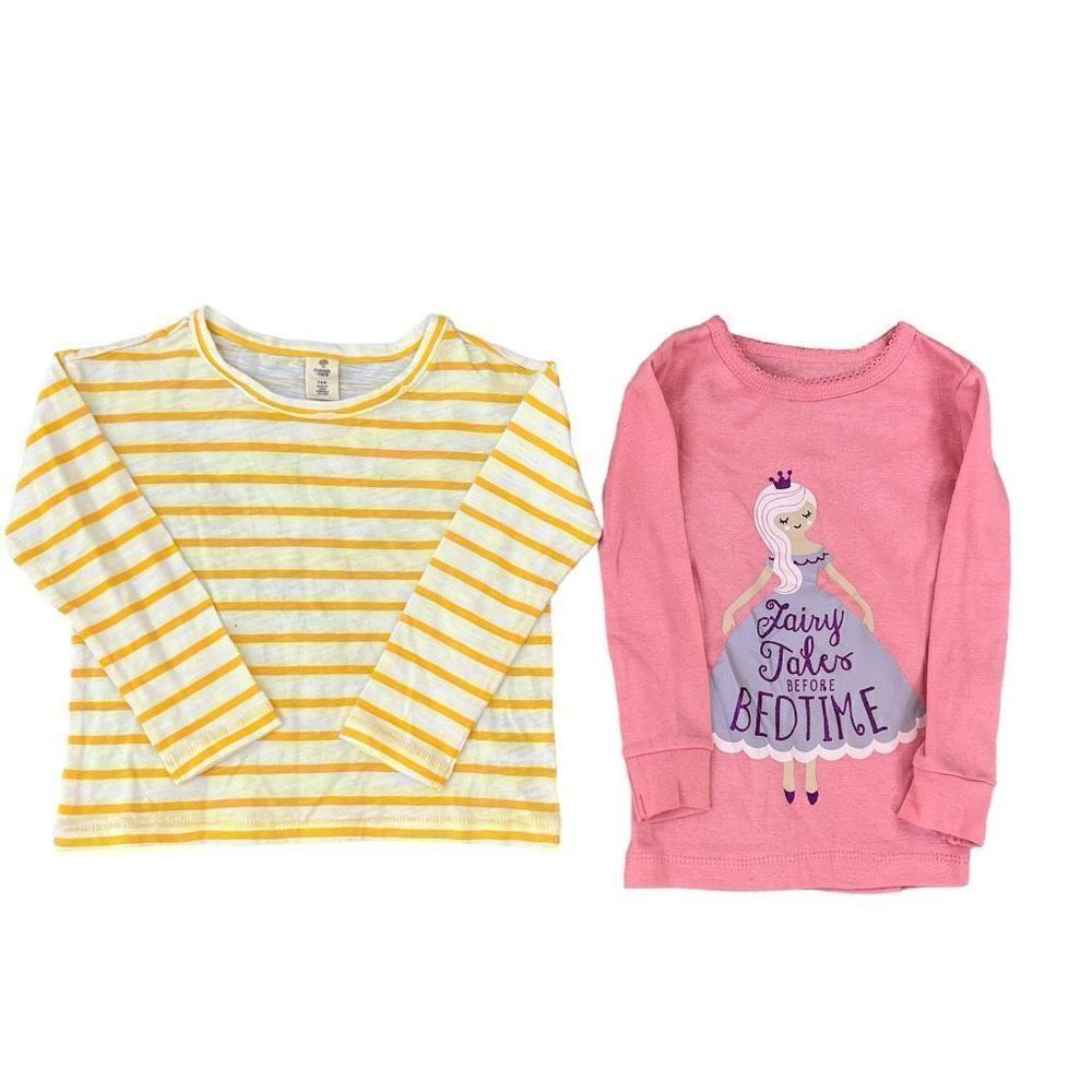 Set of 2 toddler girl tops, 1 pj top and 1 long sleeve top size 24M cotton NWOT